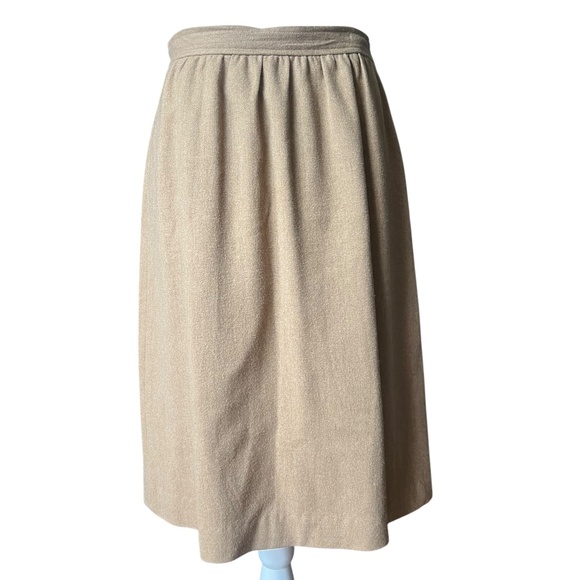 Vintage 100% Pure Wool Tan Skirt - Picture 1 of 5